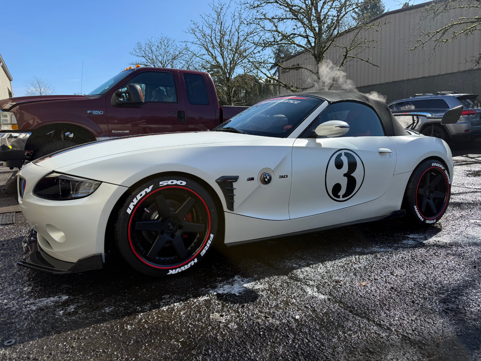 Race-prepped BMW Z4 with custom livery at Mach1 Motorsports